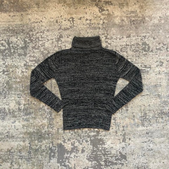 VTG 100% Silk heathered grey turtleneck sweater preppy small Size‎ small - Picture 2 of 5